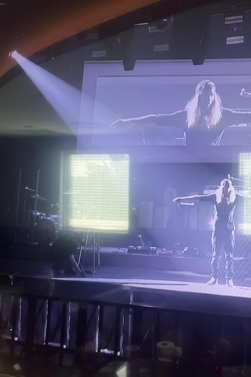 Mark Parham under a lighting truss